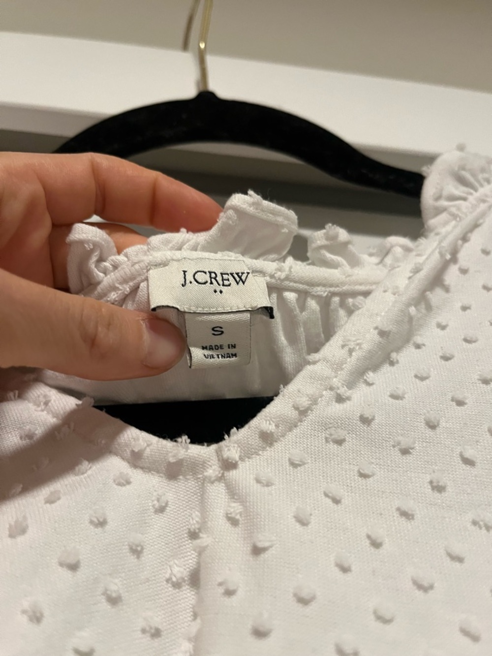 J Crew White Swiss Dot Ruffle Sleeve Women's Top - Picture 2 of 3
